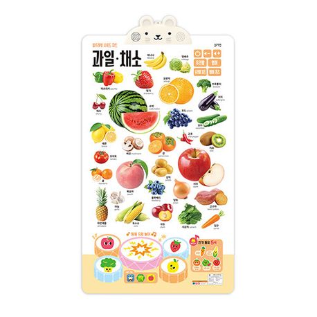 Blue Rabbit Sound Chart: Korean/Fruits & Vegetables/Animals/Vehicles/Numbers/Alphabet Set (Complete 6 Types)