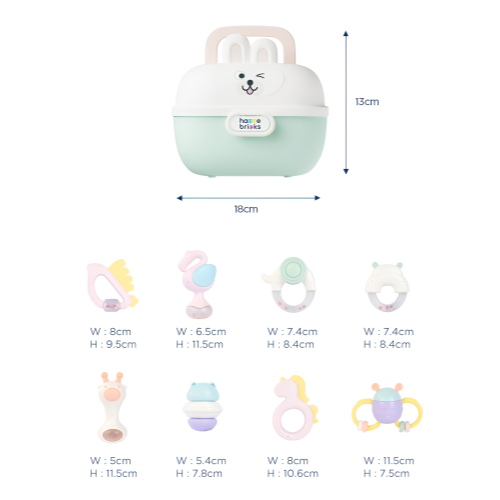 Havbricks Jamjami Rattle Set of 8 + Bunny Case