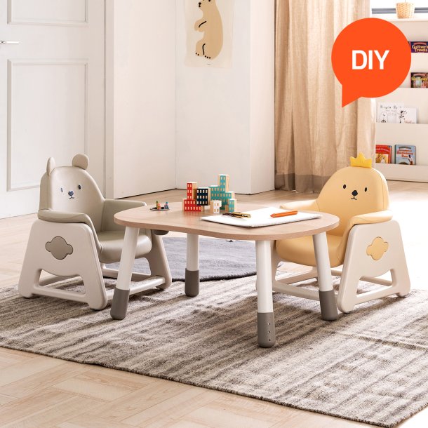 TtuTtu Height-Adjustable Kids Desk & Chair Set - Oak/Bear DIY