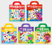 핑크퐁 가방스티커 5종세트 -동물, 바다동물, 공룡, 마트놀이, 자동차