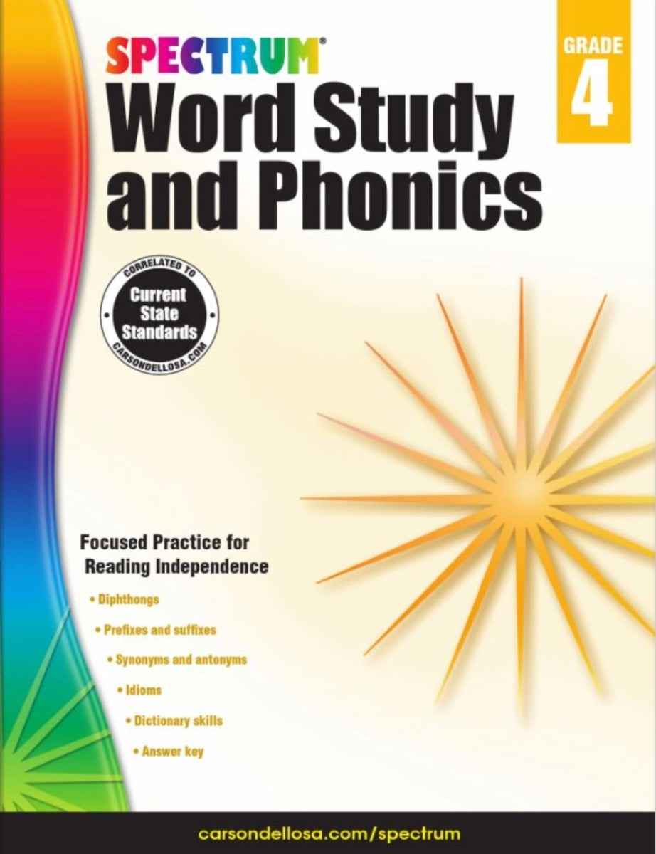 Spectrum Word Study and Phonics Workbook Grade 4